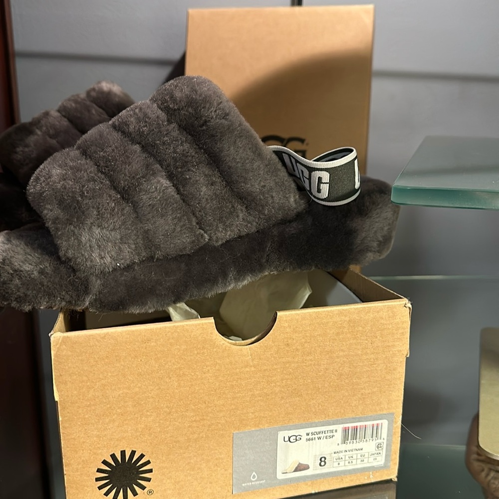 Grey cozy slippers never worn
